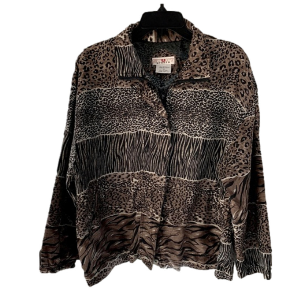 STUNT Sports Vintage Silk Leopard Bomber Jacket Windbreaker